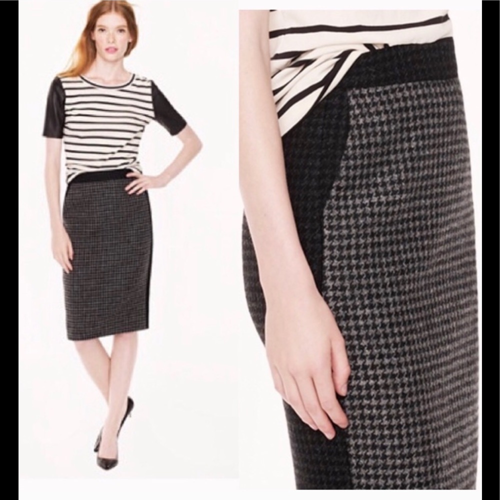 J. Crew | No. 2 Colorblock Houndstooth Wool Skirt